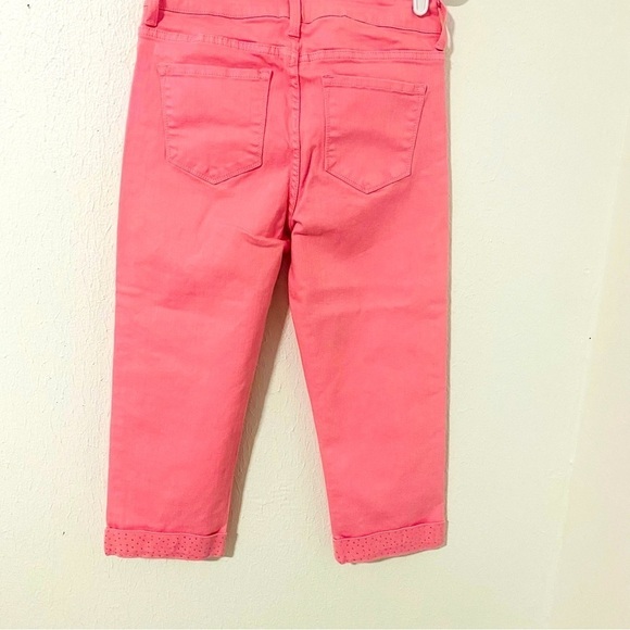 NYDJ Sz 4 Lift Tuck Technology Pink Stretch Crop Jeans Embellished Cuffs NWOT - Picture 5 of 11